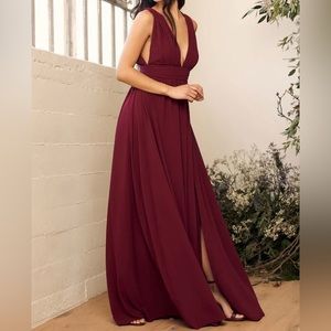 Lulus Heavenly Hues Burgundy Maxi Dress